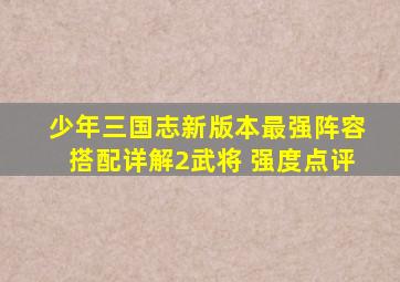 少年三国志新版本最强阵容搭配详解2武将 强度点评